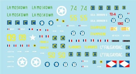 Star Decals 72-A1082 French Sherman Mix. M4A1, M4A3 105mm, M4A3 76mm and M4A3E2 Jumbo 1/72