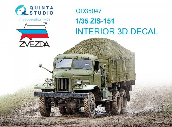 Quinta Studio QD35047 ZiS-151 3D-Printed &amp; coloured Interior on decal paper (Zvezda) 1/35