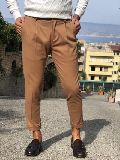 Pantaloni uomo, color tabacco - Made in Italy
