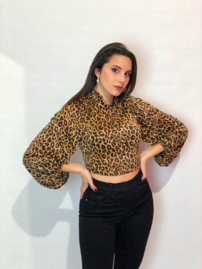 Top animalier - Maniche a sbuffo