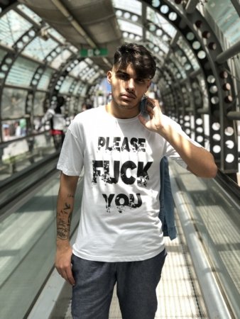 T shirt Please Fuck You - Maglietta uomo - Bianca