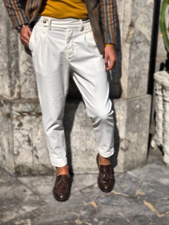  Spodnie męskie, białe - Chinos - Paul Miranda - Made in Italy