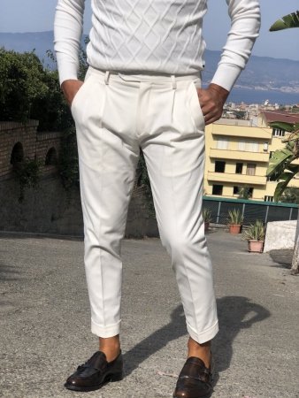 Spodnie męskie, białe - Chinos - Paul Miranda - Made in Italy