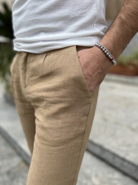 Pantaloni uomo slim, lino cotone