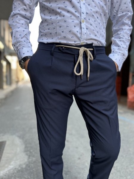 Pantaloni uomo blu, slim - Paul Miranda - Made in Italy