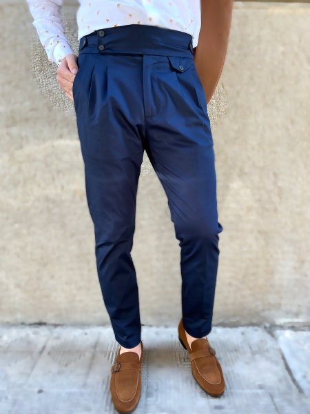 Pantaloni uomo blu, vita alta - Pantaloni uomo - Paul Miranda - Abbigliamento uomo gogolfun.it