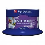 OUTLET: Płyty DVD+R DL Verbatim 8.5GB 8x Wide Inkjet Printable (Spindle 50) - USZ OPAK