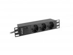 Listwa zasilająca Lanberg do szaf 10&quot; 1U 10A PDU 3x Schuko 2m czarna
