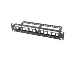 Patch panel pusty Lanberg 12 port 1U 10&quot; z organizerem do modułów keystone czarny