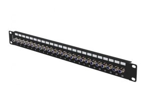Patch panel Lanberg 24 Port 1U 19&quot; Gniazdo Typ F Beczka Czarny