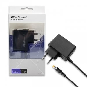 OUTLET: Zasilacz wtyczkowy Qoltec 5W | 5V | 1A | 5.5*2.5 - USZ OPAK