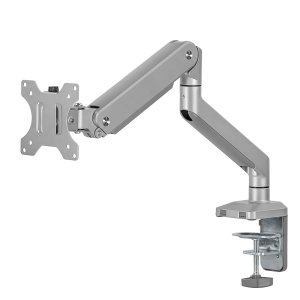 Uchwyt do monitora Ergo Office ER-447 aluminiowy, ze sprężyną gazową, podwójne ramię, VESA 75x75/100x100, 17&quot;-32&quot; 10 kg srebrny