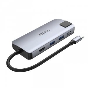 Hub USB-C Unitek D1028  2x USB-A, HDMI 2.0, RJ-45, USB-C PD 100W