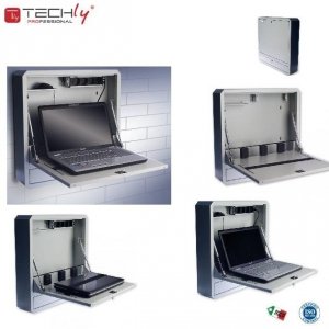 Szafka przeciw kradzieżowa TechlyPro do notebooka (do 19&quot;) ścienna, szara
