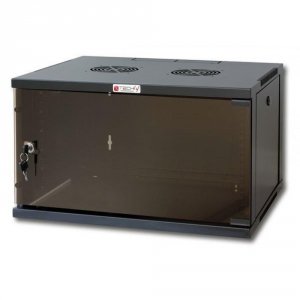 Szafa wisząca, zmontowana Techly 9U, 540x450, Rack 19&quot;, szklane drzwi, czarna