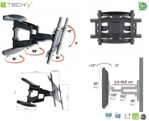 Uchwyt ścienny Techly 40&quot;-80&quot;, 50kg obrotowy