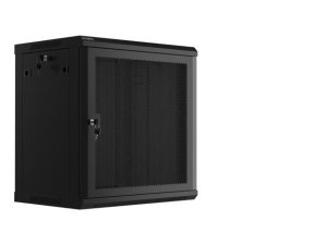 Szafa instalacyjna Rack wisząca 19&quot; 12U 600x450 czarna drzwi perforowane Lanberg (flat pack)
