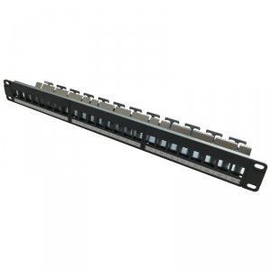Patch panel keystone RACK 19&quot; 1U, 24 porty, FTP, STP, Netrack, czarny