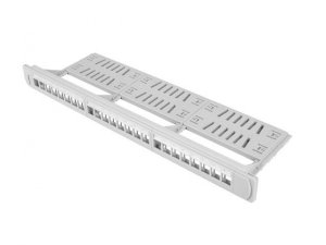 Patch panel pusty Lanberg PPKS-1124-S 24 port 1U 19&quot; z organizerem do modułów keystone szary