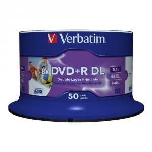 OUTLET: Płyty DVD+R DL Verbatim 8.5GB 8x Wide Inkjet Printable (Spindle 50) - USZ OPAK