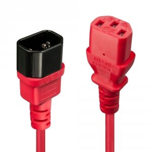 Przedłużacz kabla zasilającego LINDY C14 - C13 0,5m Red