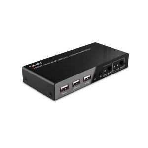 Przełącznik KVM LINDY 2-portowy HDMI 4K60, USB 2.0 &amp; Audio Black