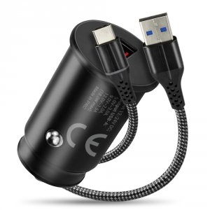 Ładowarka samochodowa everActive CC-15QC z gniazdem USB QC3.0 18W+ kabel USB-C 1m