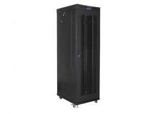 Szafa instalacyjna Rack stojąca 19&quot; 42U 600x1000 czarna drzwi perforowane LCD Lanberg (flat pack) V2