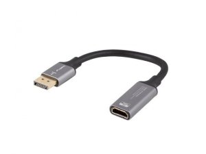 Kabel adapter Lanberg Displayport (M) -&gt; HDMI (F) 4K na kablu 20cm srebrny