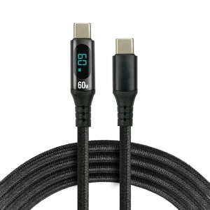 Kabel USB-C -&gt; USB-C everActive CBB-1PDL 1m 60W wbudowany wyświetlacz czarny