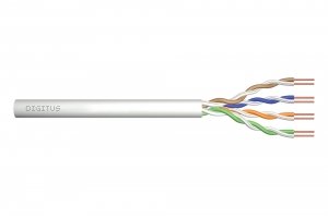 Kabel teleinformatyczny instalacyjny DIGITUS kat.5e, U/UTP, Eca, drut, AWG 24/1, PVC, 50m, szary, ofoliowany