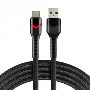 Kabel USB -&gt; USB-C everActive CBB-1CBR 1m 3A RGB LED czarny