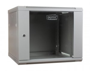 Szafa wisząca jednosekcyjna DIGITUS 19&quot; 9U 501/600/600mm drzwi szklane szara (RAL 7035) niezmontowana