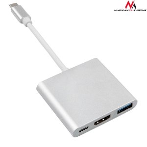 Kabel adapter Maclean MCTV-840 USB 3.1 Typ C (M) -&gt; HDMI 1.4 (F) + USB 3.0 (F) + USB Typ C (F)