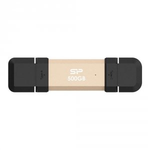 Dysk zewnętrzny SSD Silicon Power DS72 500GB USB-A USB-C (1050/850 MB/s) złoty