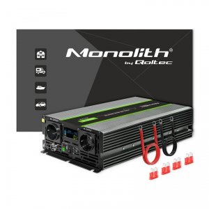 Przetwornica napięcia Qoltec Monolith | 3000W | 6000W | 24V na 230V | Czysty Sinus | LCD