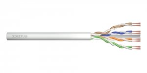 Kabel teleinformatyczny patchcordowy DIGITUS kat.6, U/UTP, linka, AWG 26/7, LSOH, 305m, szary, karton