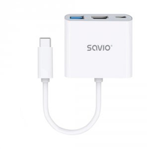 Hub USB SAVIO AK-48/B USB Typ C – HDMI, USB 3.0, PD