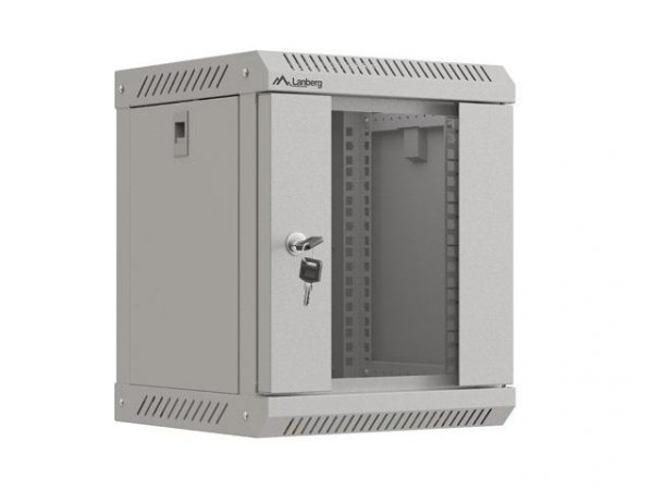 Szafa instalacyjna Rack Lanberg Wisząca 10&amp;quot; 6U 300x300 Drzwi przeszklone (flat pack) Szara