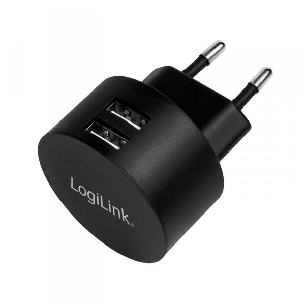 Ładowarka sieciowa LogiLink PA0218 USB 10,5 W, okrągła, 2x USB-A, czarna