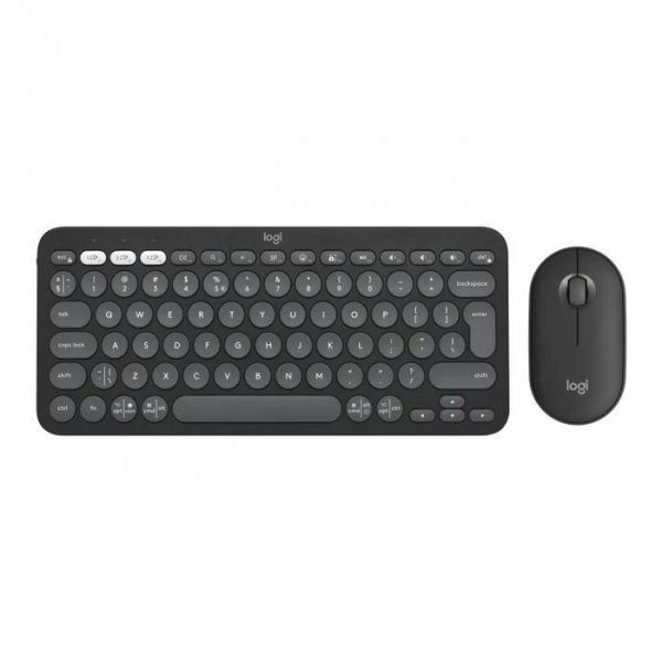 OUTLET: Zestaw bezprzewodowy klawiatura + mysz Logitech Pebble 2 Combo dla urządzeń Mac grafitowy - OTW OPAK