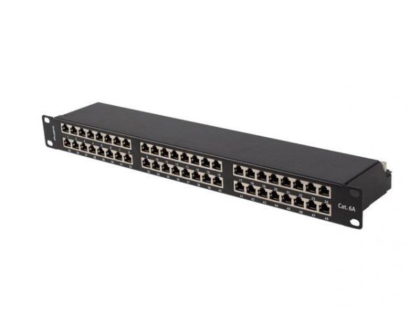 Patch panel Lanberg PPSA-1048-B 48 port 1U 19&amp;quot; kat.6A FTP ekranowany czarny