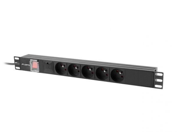 Listwa zasilająca Rack PDU 19&amp;quot; Lanberg 1U 10A 5x 230V PL 2M C14 Czarna