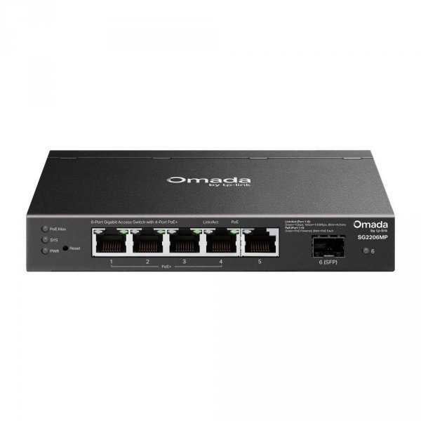Switch zarządzalny TP-Link Omada SG2206MP 4x1GbE PoE+ 1x1GbE 1xSFP