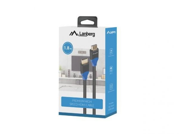 Kabel HDMI Lanberg M/M v2.0 4K pełna miedź 1.8m czarny Box