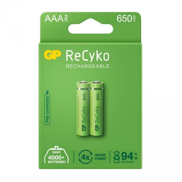 Akumulatorki AAA / R03 GP ReCyko 650 Series Ni-MH 650mAh - 2 sztuki