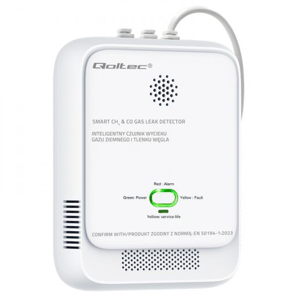OUTLET: Czujnik wycieku gazu ziemnego i tlenku węgla Qoltec | alarm 85dB | LED - OTW OPAK