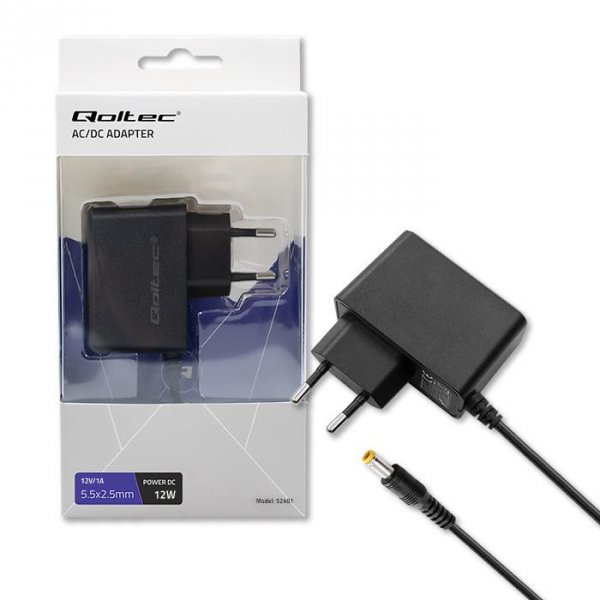 Zasilacz sieciowy Qoltec wtyczkowy 12W | 12V | 1A  | 5.5*2.5