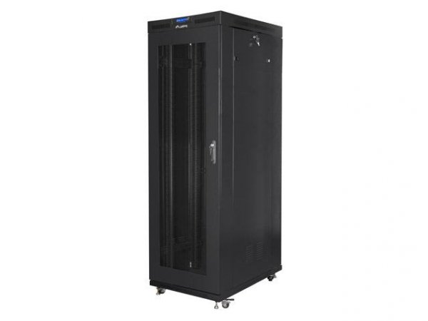 Szafa instalacyjna Rack stojąca 19&amp;quot; 27U 800x1200 Drzwi Perforowane czarna Lanberg (flat pack) LCD