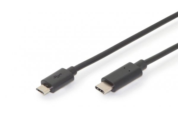 Kabel USB 2.0 DIGITUS HighSpeed Typ USB C/microUSB B M/M czarny 1,8m